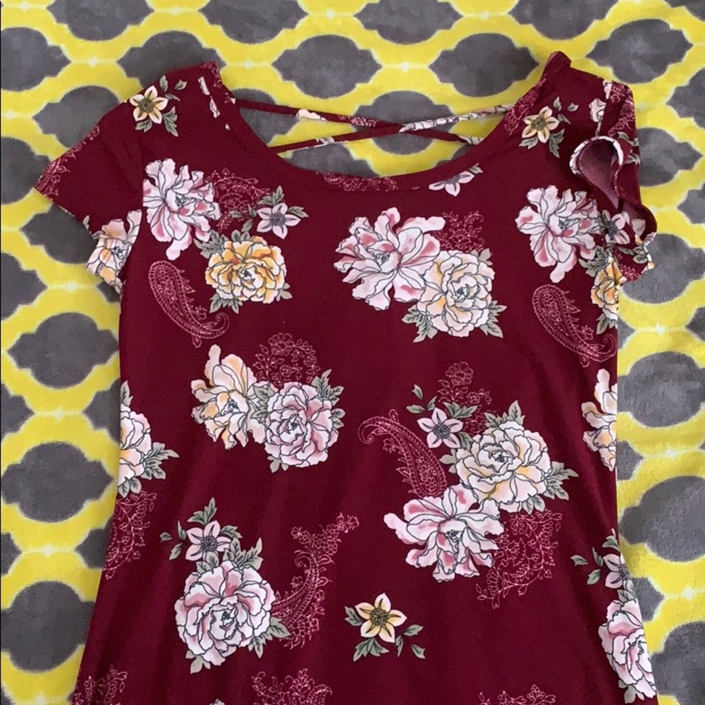 Maroon floral dress